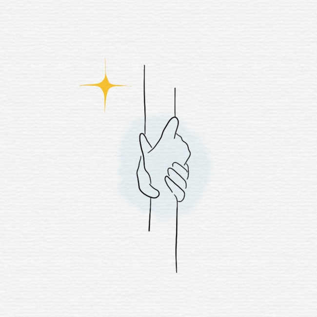 Hand die eine andere Hand hochzieht